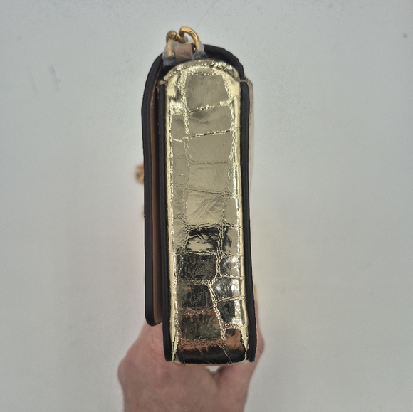 Kate Spade Romy Metallic Croc Embossed Leather Wallet On A Chain - Picture 3 of 10